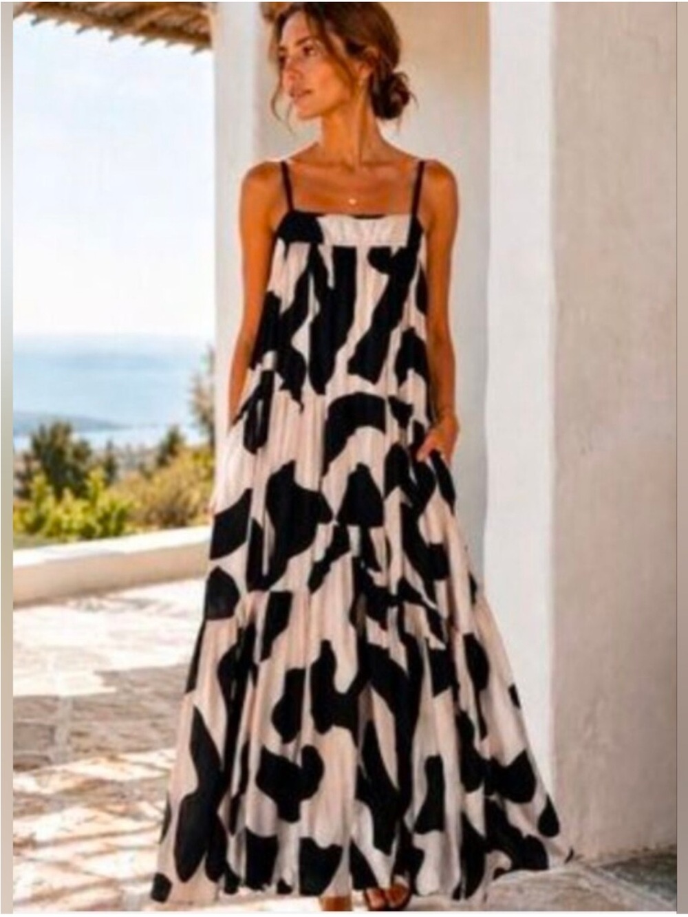 Anthropology Abel the Label Black White Print Maxi Dress - Sleeveless Sundress